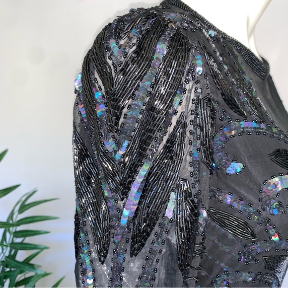 w o w :: Vintage Glamorous Fitted Sequin Beaded Gatsby Dress - Picture 5 of 16